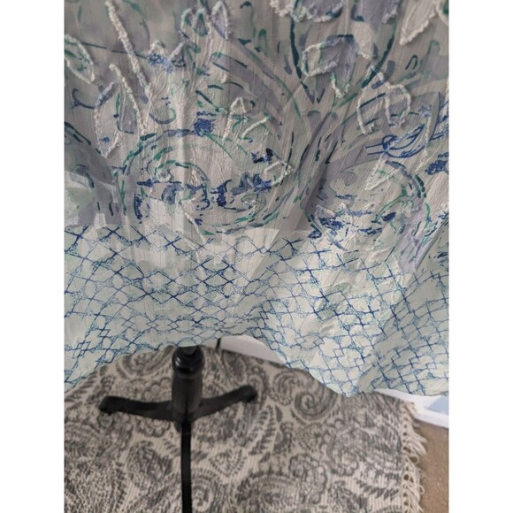 Chico’s Top Women's XL/3 Poppy Valley Burnout Pullover Blouse Blue White Sheer - Picture 8 of 15